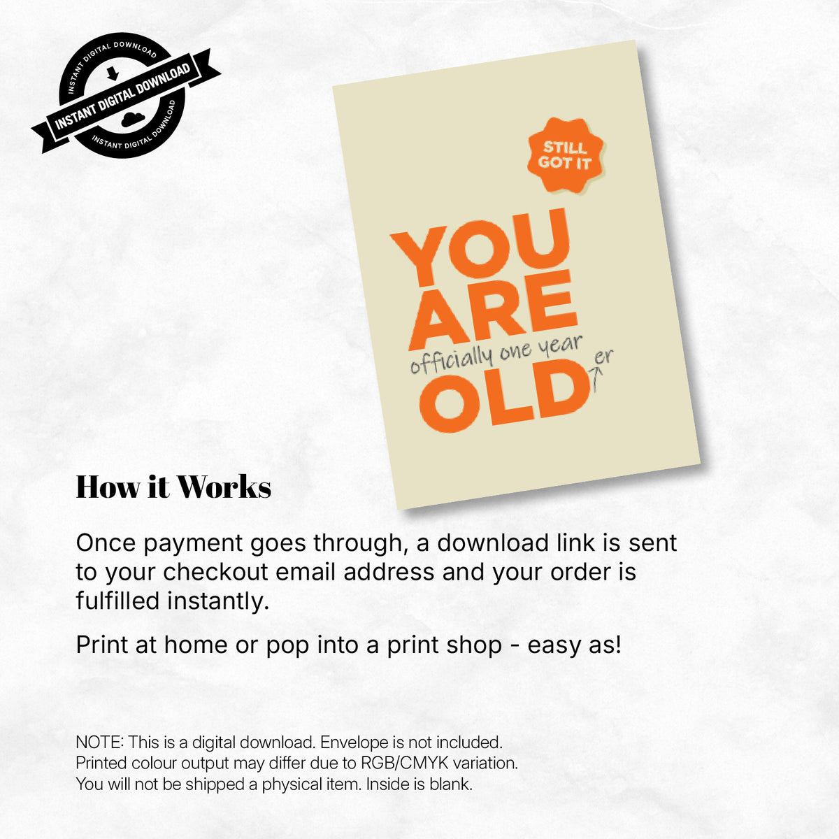 Greeting Card - You Are Old (One Year Old-er)