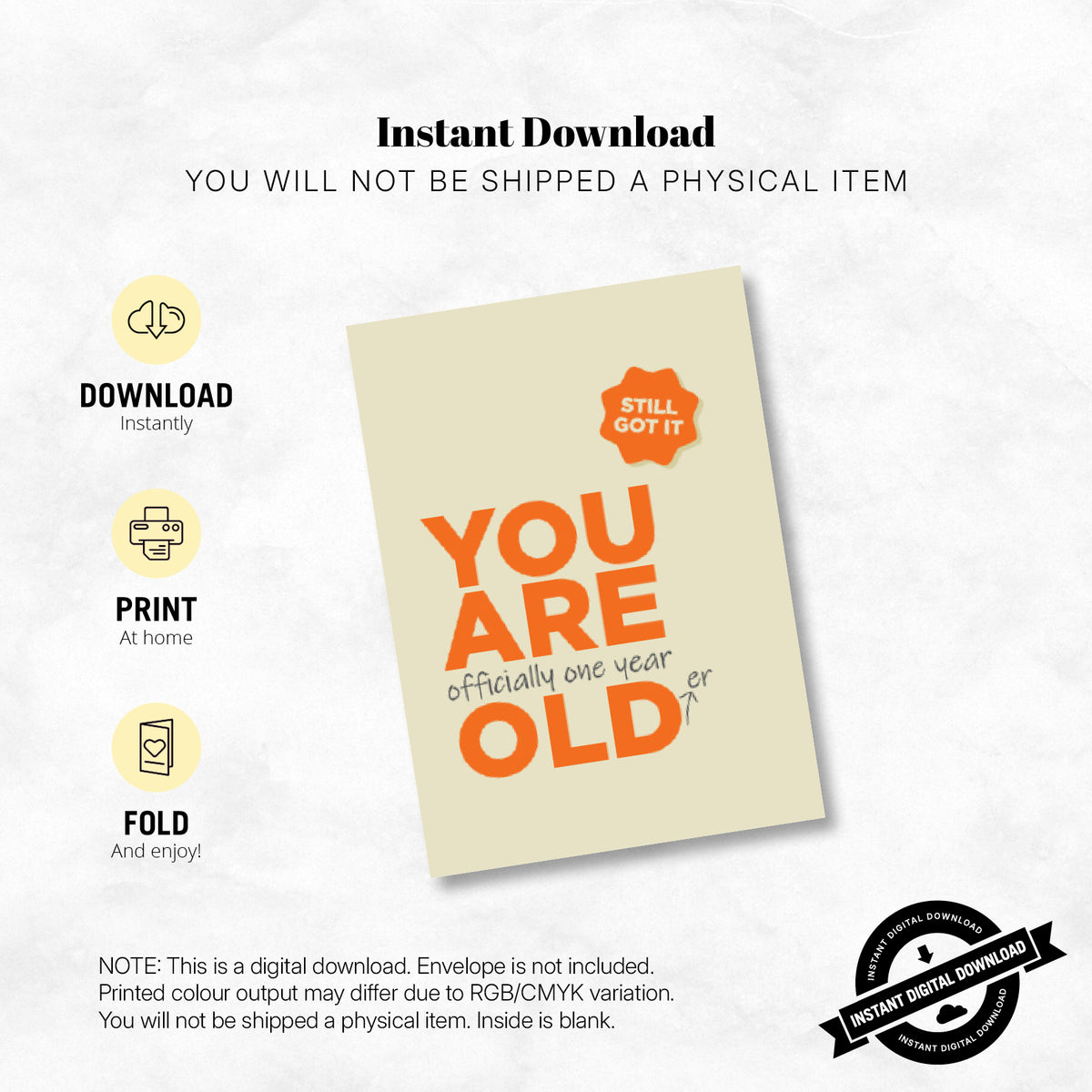 Greeting Card - You Are Old (One Year Old-er)