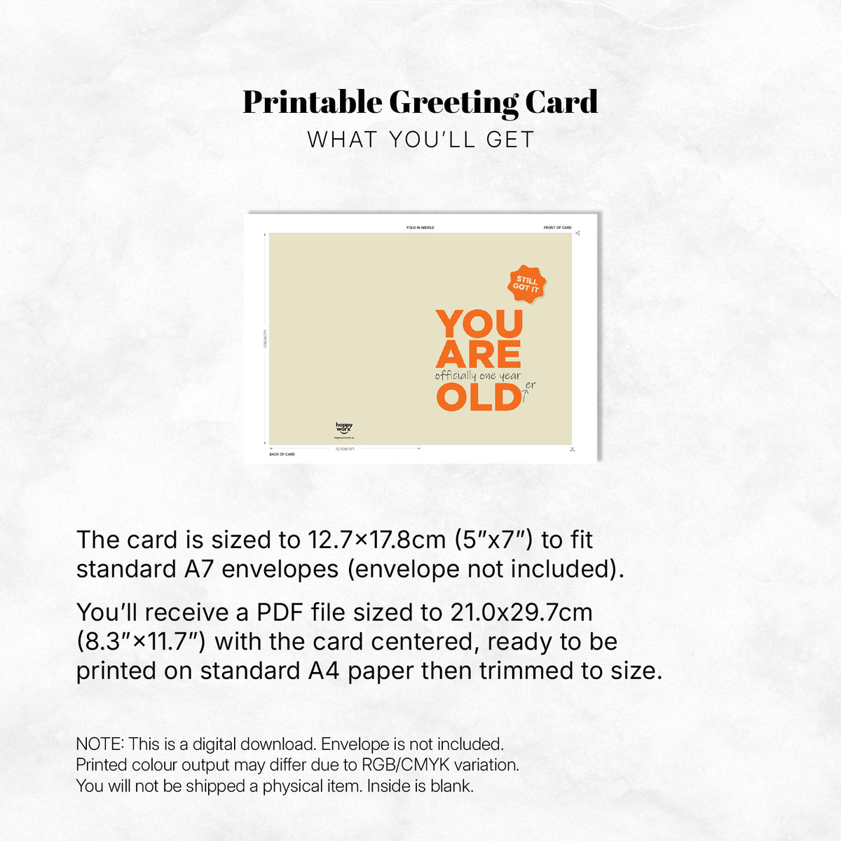 Greeting Card - You Are Old (One Year Old-er)
