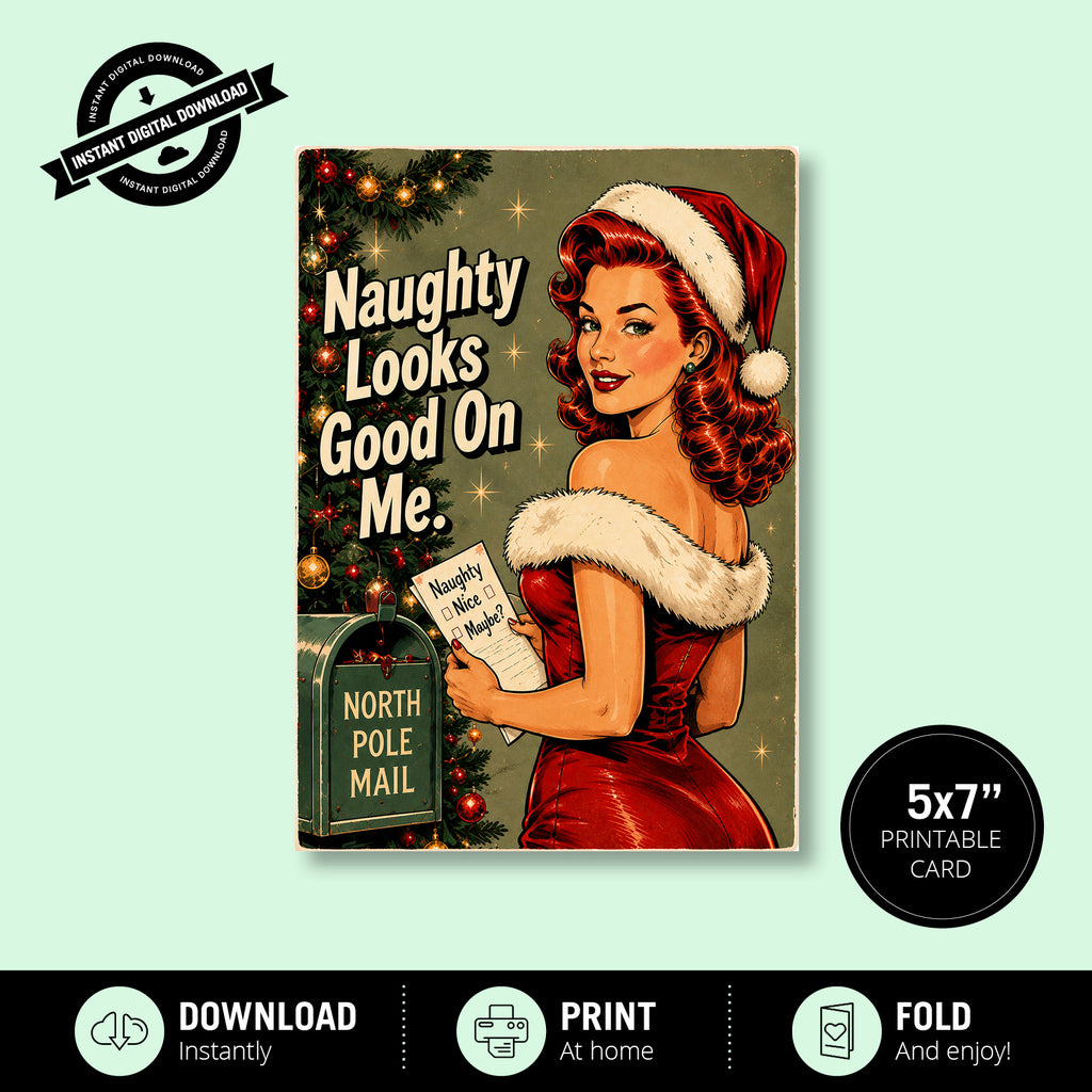 Greeting Card Xmas - Naughty Looks Good on Me