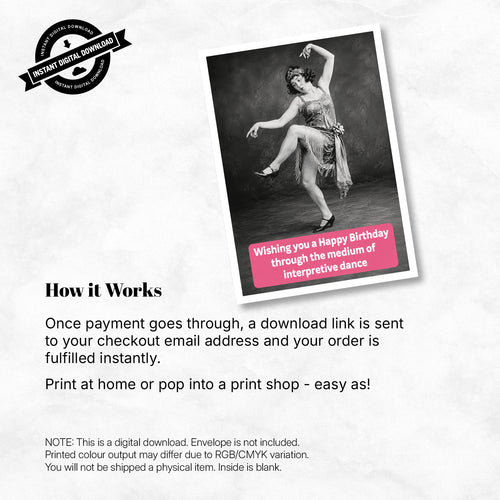 Greeting card - Happy Birthday through the medium of interpretive dance