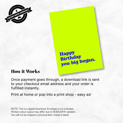 Greeting Card - Happy Birthday You Big Bogan