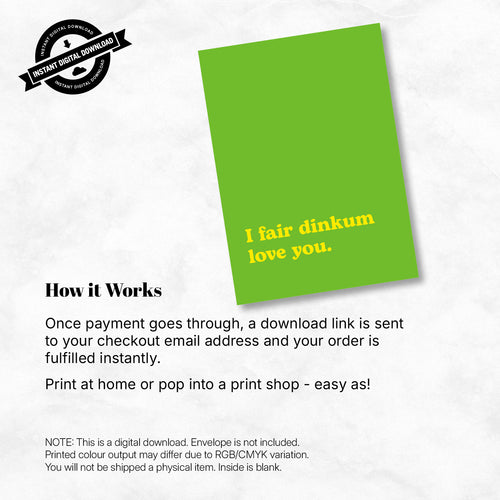 Greeting Card - I Fair Dinkum Love You