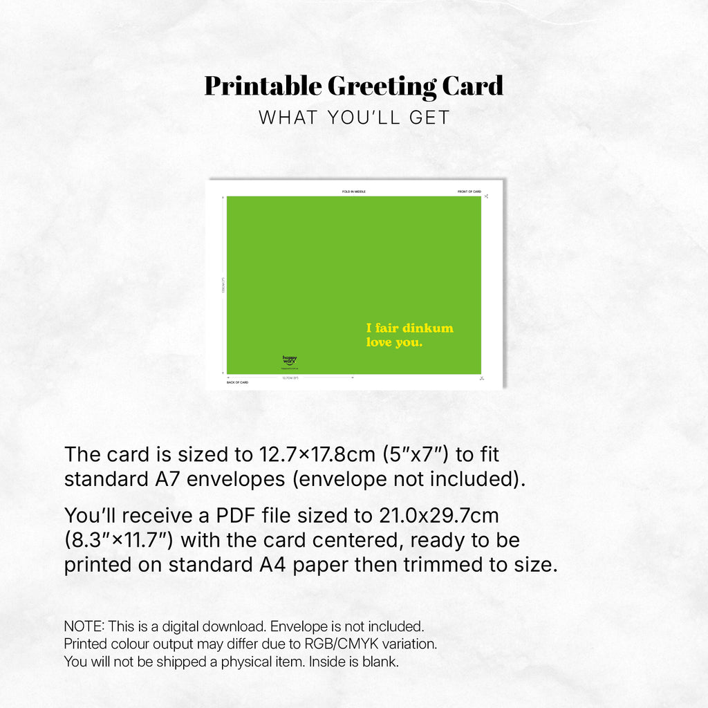 Greeting Card - I Fair Dinkum Love You