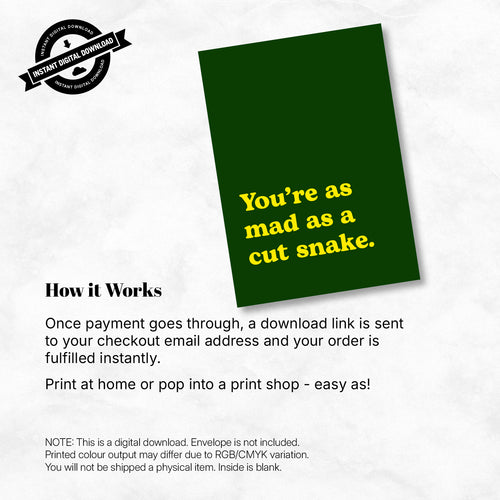Greeting Card - Mad as a Cut Snake
