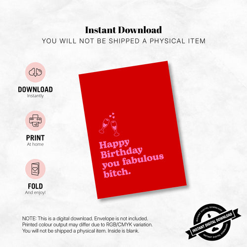 Greeting Card - Happy birthday you fabulous b!tch