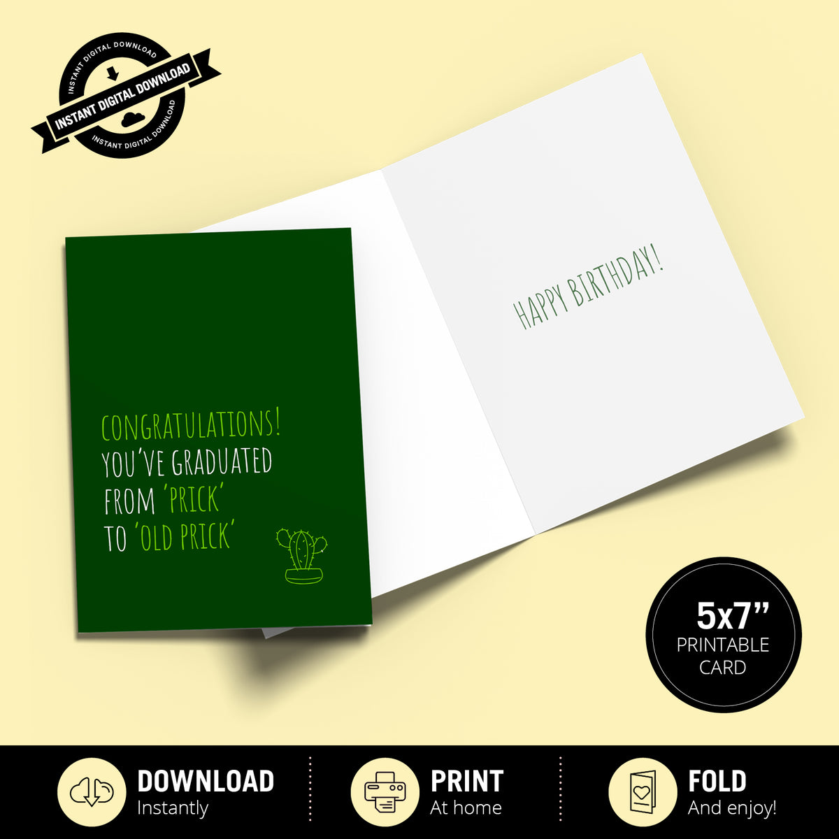 Greeting Card - Congrats You've Graduated from Prick to Old Prick
