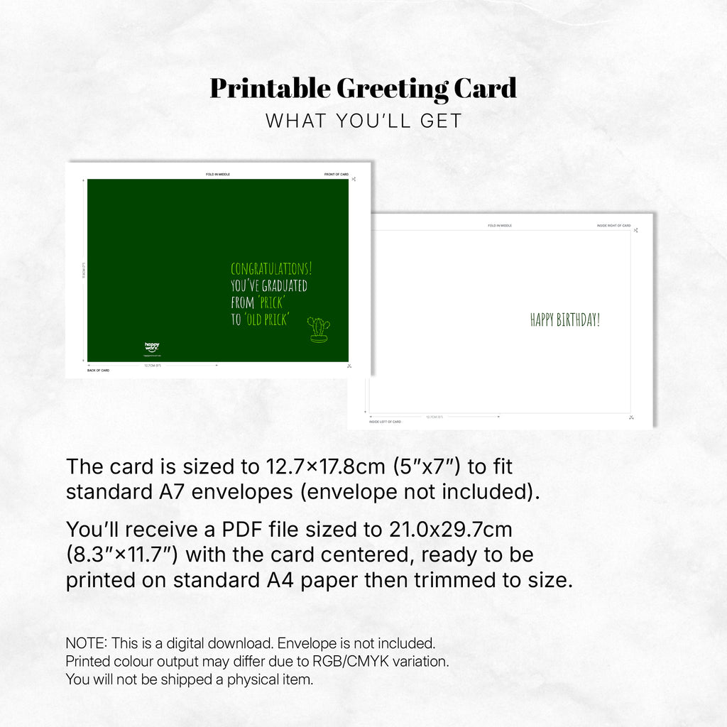 Greeting Card - Congrats You've Graduated from Prick to Old Prick