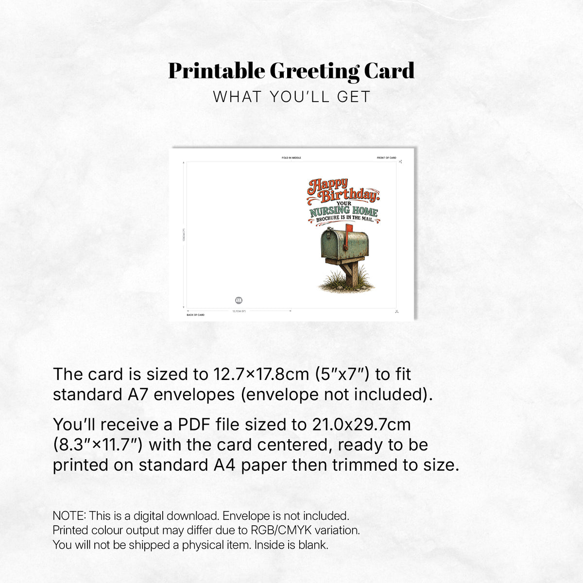 Greeting Card - Happy Birthday Your Nursing Home Brochure Is in the Mail