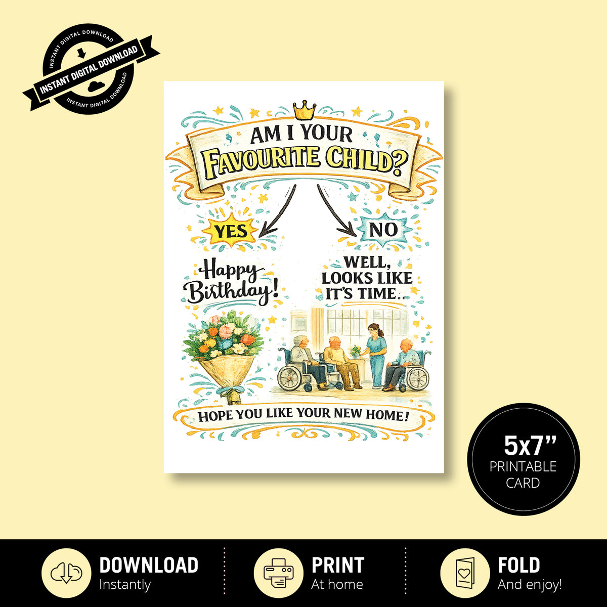 Greeting Card - Am I Your Favourite Child? (Yes/No) No = Nursing Home