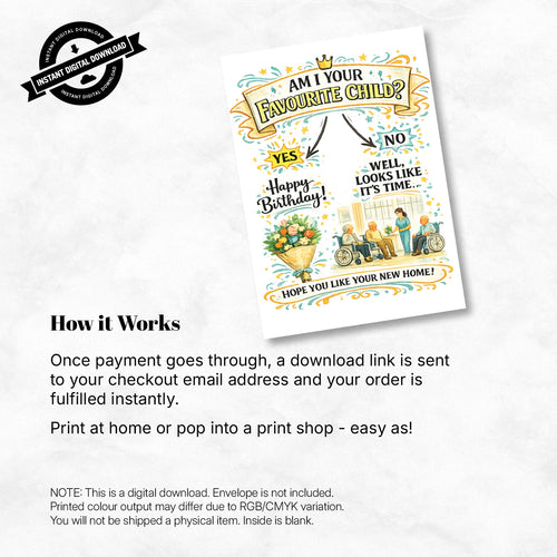Greeting Card - Am I Your Favourite Child? (Yes/No) No = Nursing Home