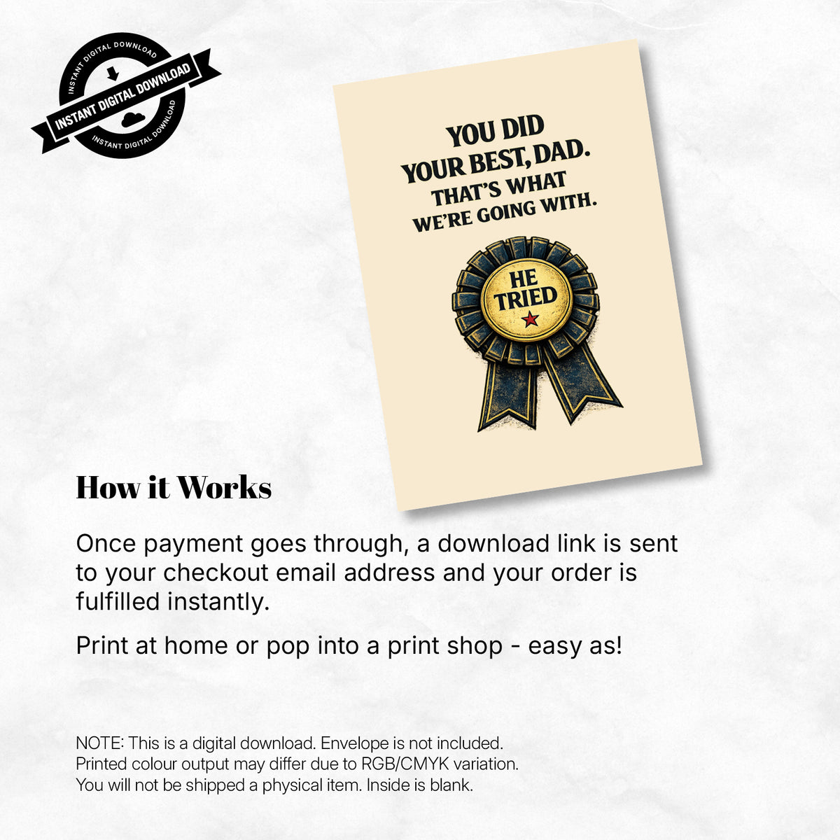Greeting Card - You Did Your Best Dad, That's What We're Going With