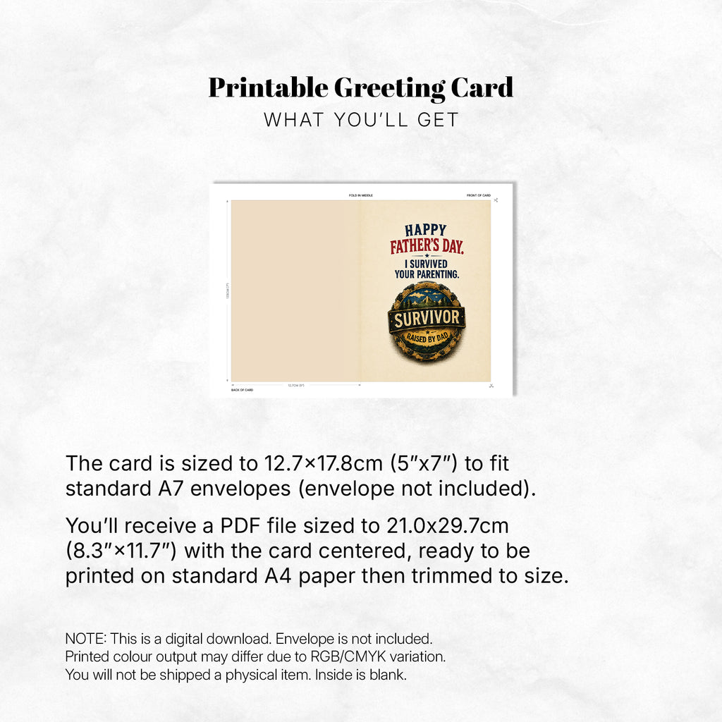 Greeting Card - Father's Day, I Survived Your Parenting