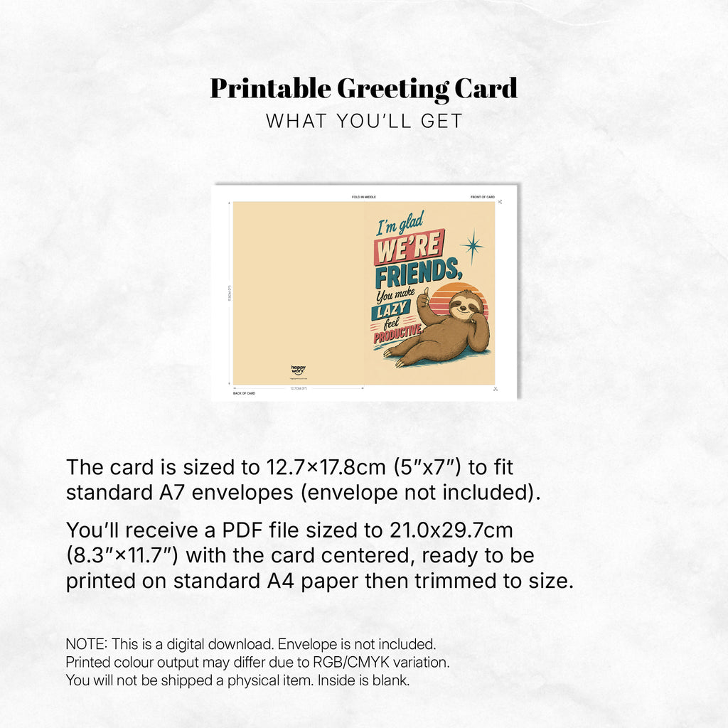 Greeting Card - I'm glad we're friends, you make lazy feel productive (Vol. 2)