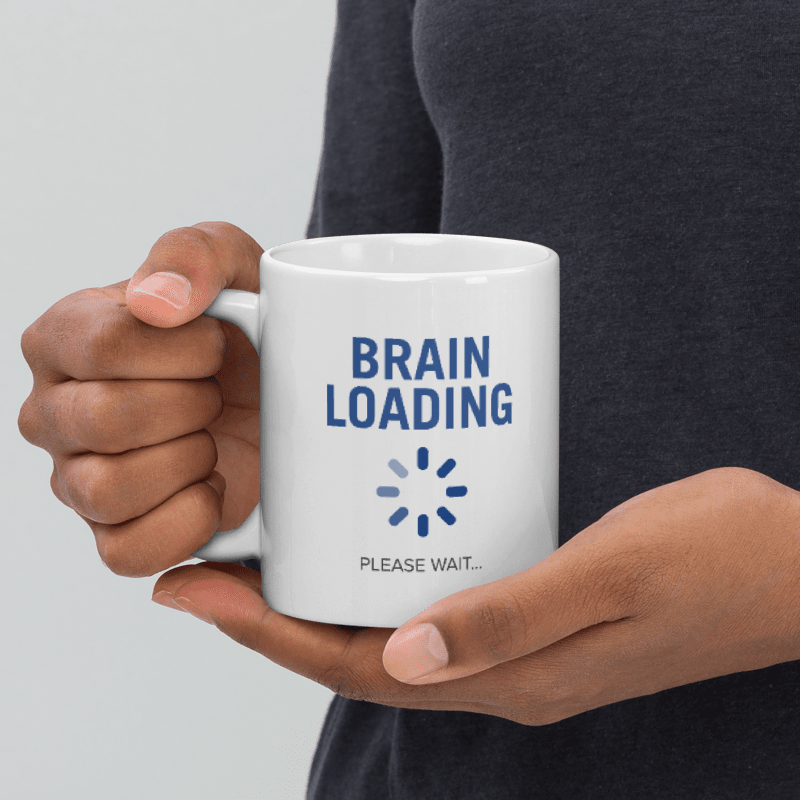 White glossy mug - Brain loading, please wait
