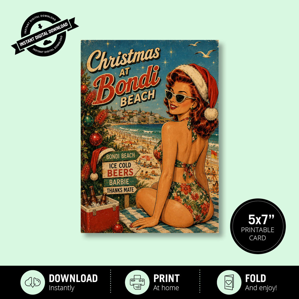 Greeting Card Xmas - Happy Christmas from Bondi Beach
