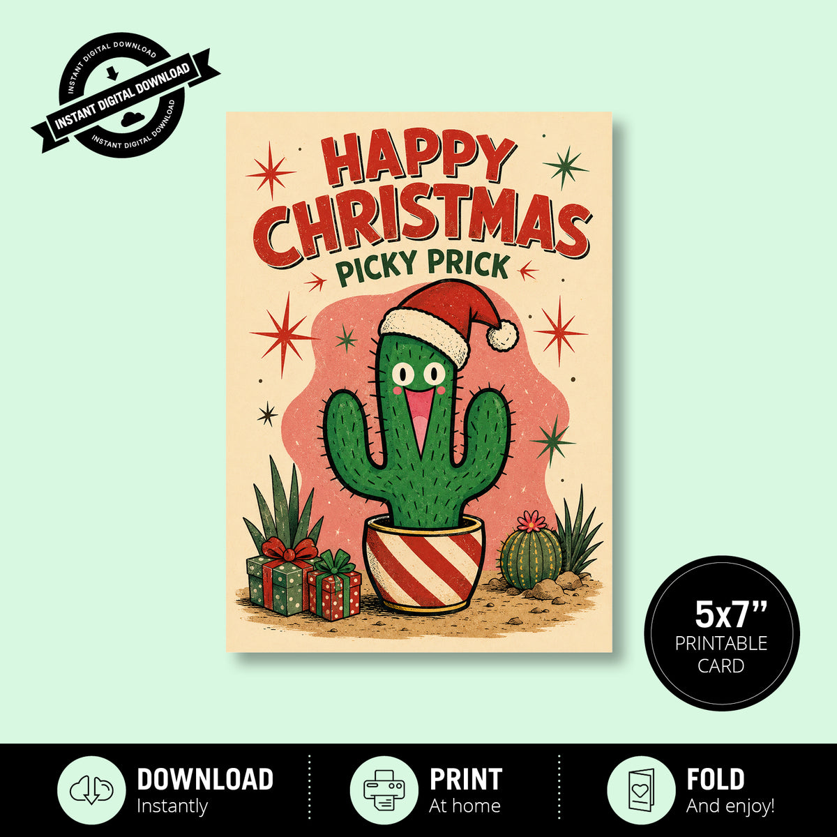 Greeting Card Xmas - Happy Christmas Picky Prick