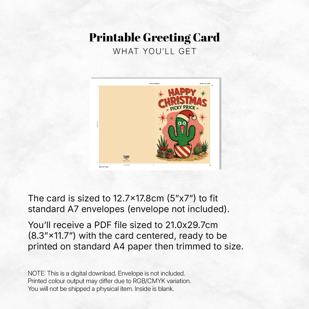 Greeting Card Xmas - Happy Christmas Picky Prick