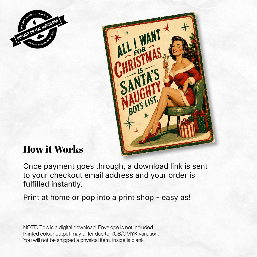 Greeting Card Xmas - All I Want for Christmas Is Santa's Naughty Boy List