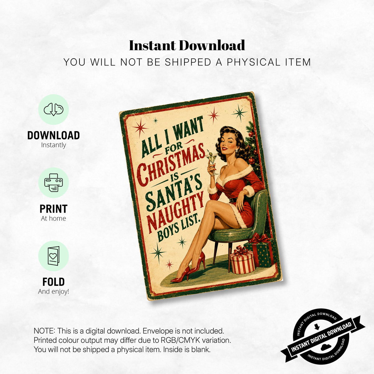 Greeting Card Xmas - All I Want for Christmas Is Santa's Naughty Boy List
