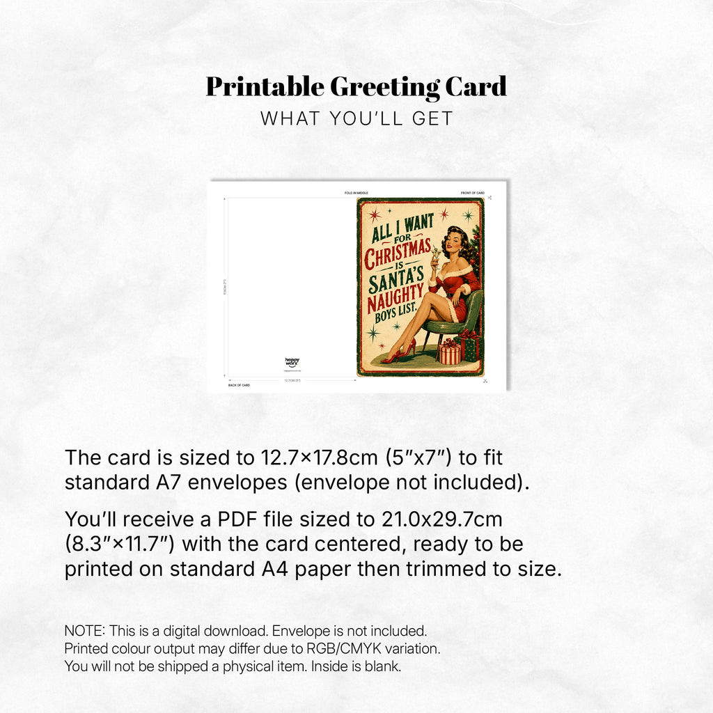 Greeting Card Xmas - All I Want for Christmas Is Santa's Naughty Boy List