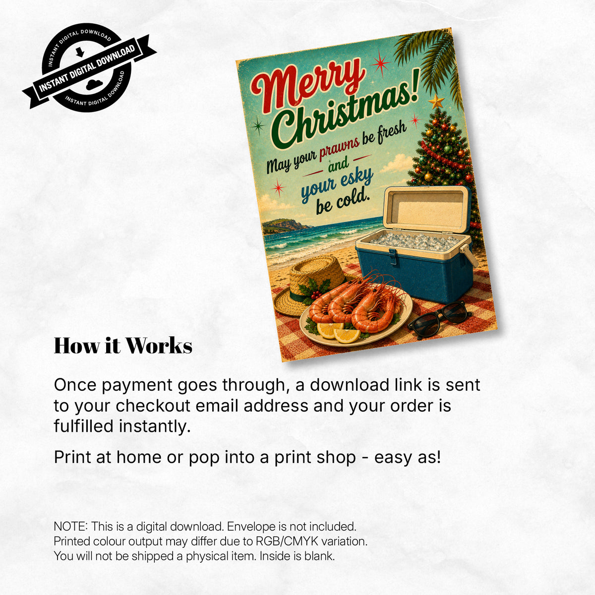 Greeting Card Xmas - May Your Prawns Be Fresh and Your Esky Be Cold