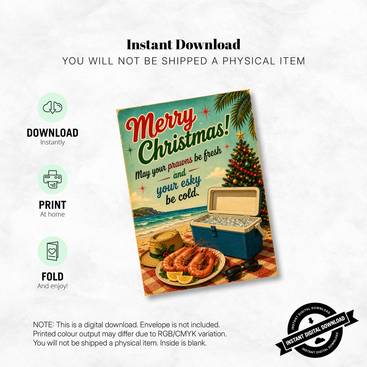 Greeting Card Xmas - May Your Prawns Be Fresh and Your Esky Be Cold