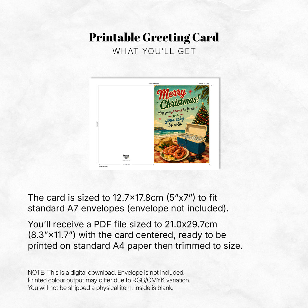 Greeting Card Xmas - May Your Prawns Be Fresh and Your Esky Be Cold