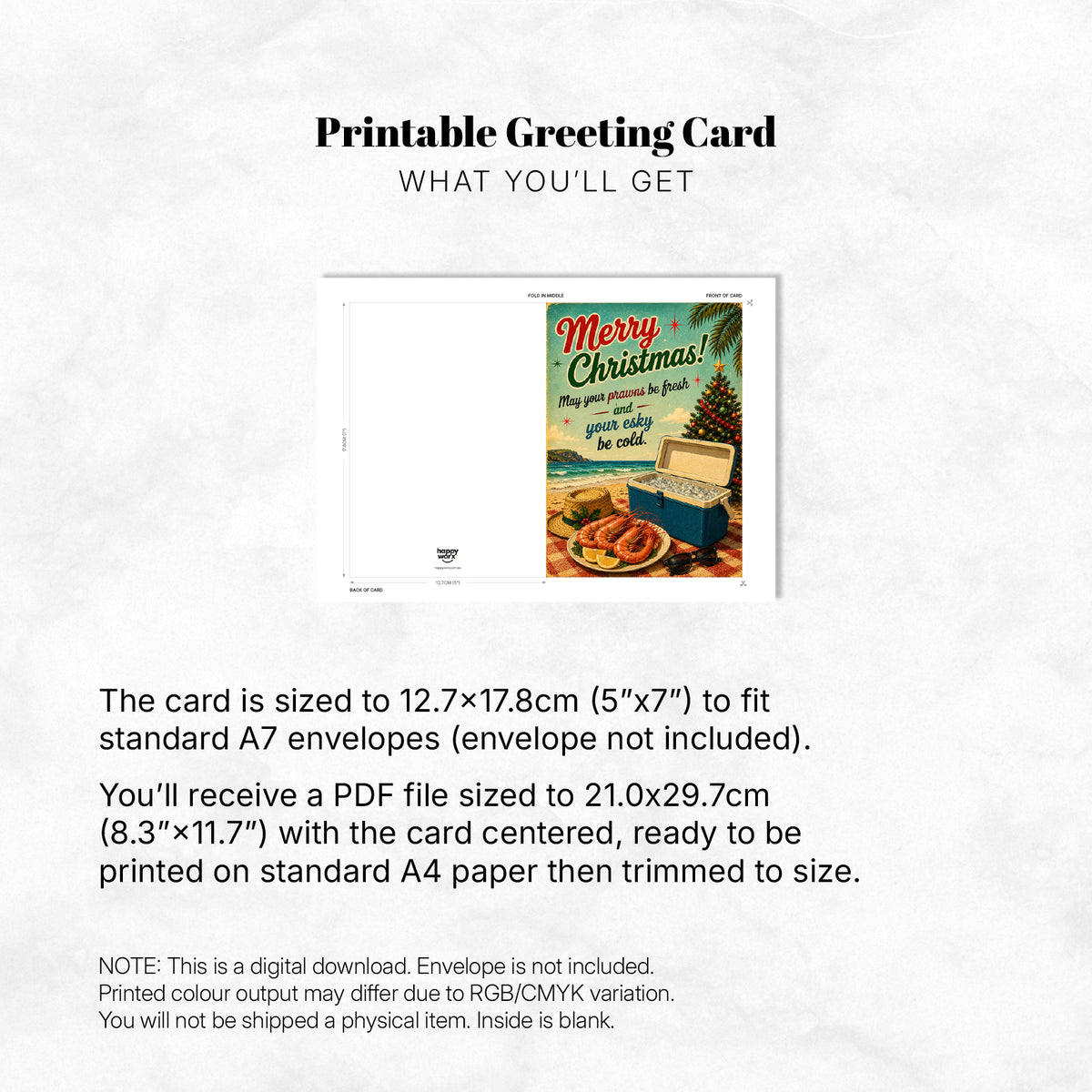 Greeting Card Xmas - May Your Prawns Be Fresh and Your Esky Be Cold