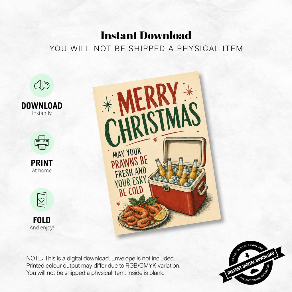 Greeting Card Xmas - May Your Prawns Be Fresh and Your Esky Be Cold (vol 2)