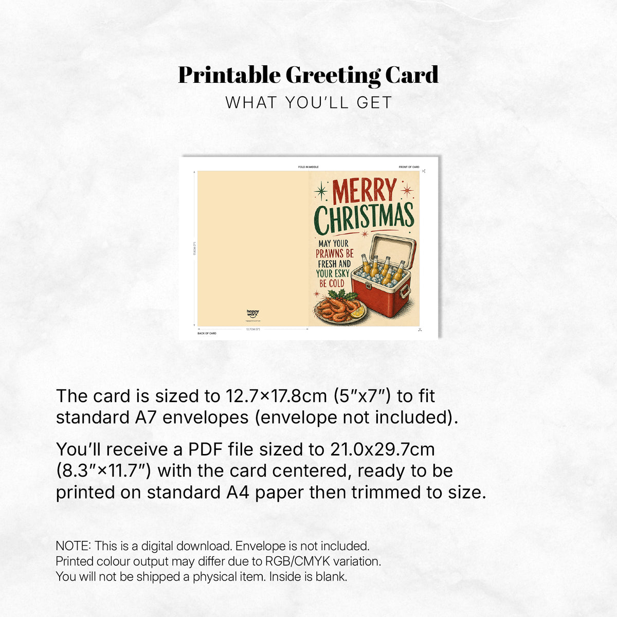 Greeting Card Xmas - May Your Prawns Be Fresh and Your Esky Be Cold (vol 2)