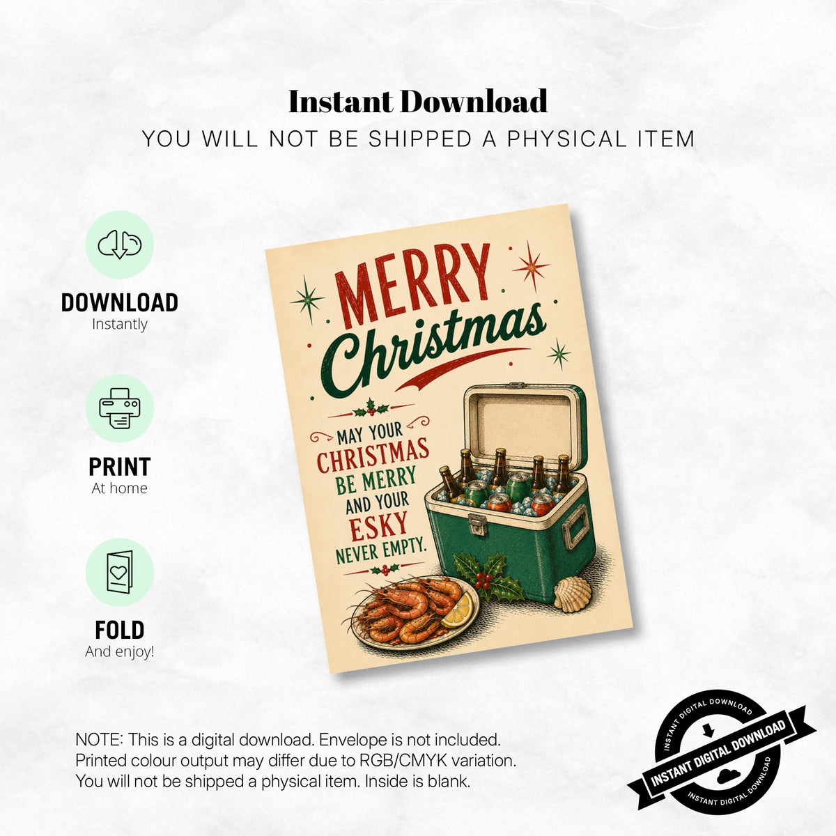 Greeting Card Xmas - May Your Christmas Be Merry and Your Esky Never Empty
