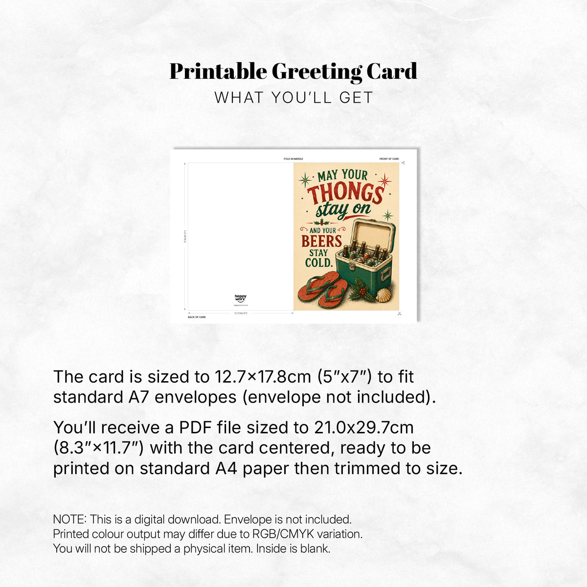 Greeting Card Xmas - May Your Thongs Stay On and Beers Stay Cold