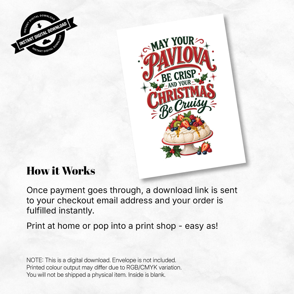 Greeting Card Xmas - May Your Pavlova Be Crisp and Your Christmas Be Cruisy