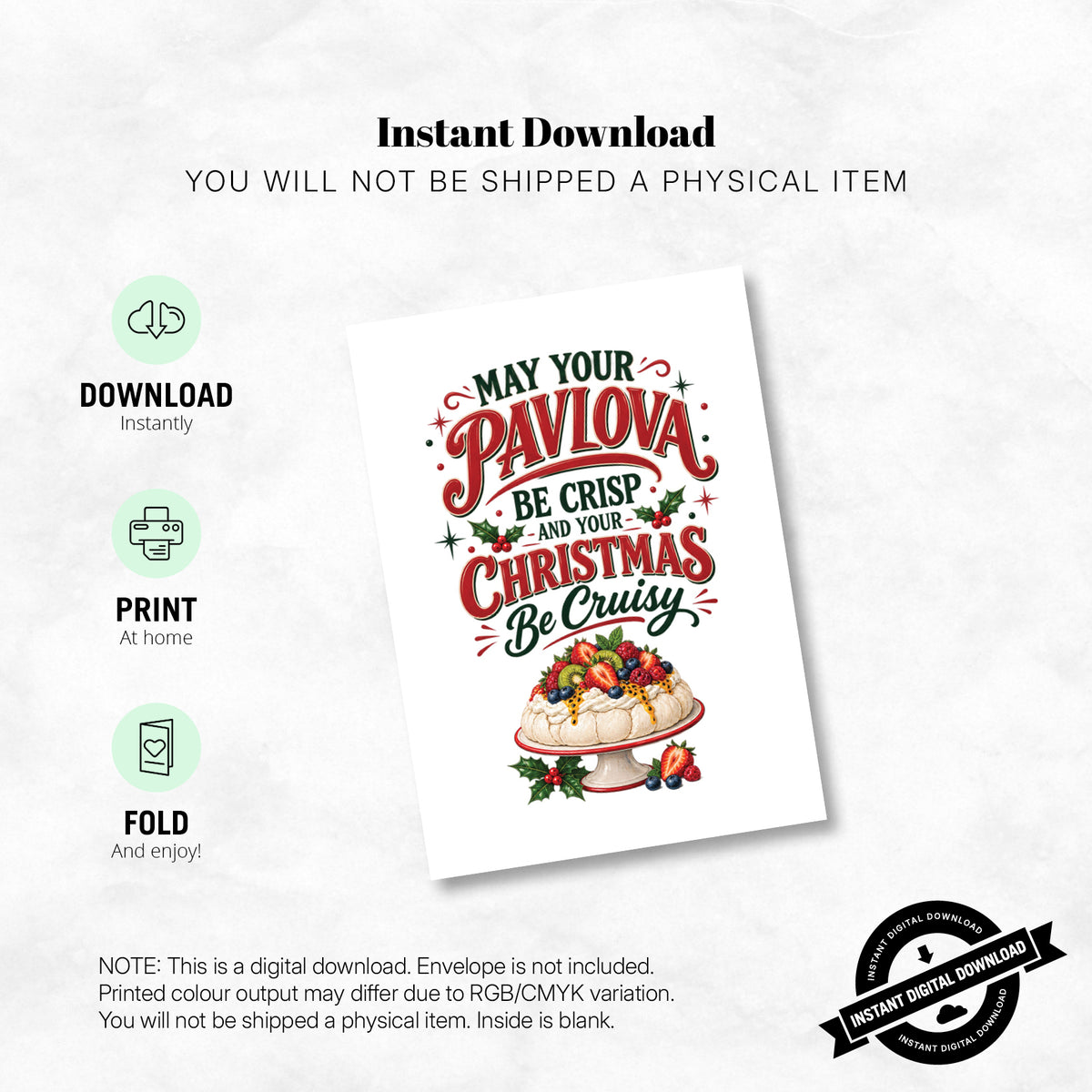 Greeting Card Xmas - May Your Pavlova Be Crisp and Your Christmas Be Cruisy